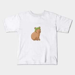 Coco the Capybara Frog Hat Kids T-Shirt